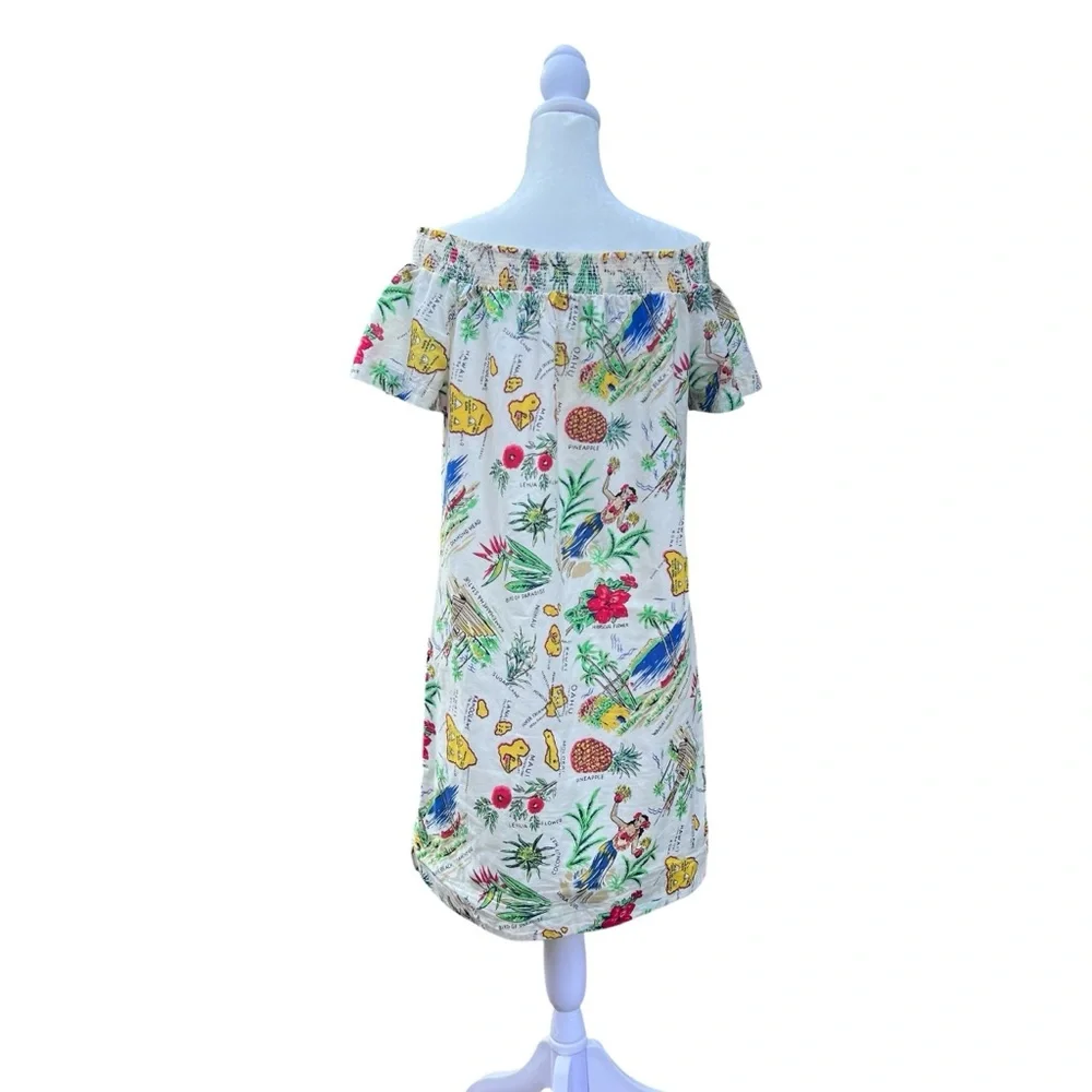 J.‎ Crew Hawaii Print Off-Shoulder Cotton Mini Dress Size 6